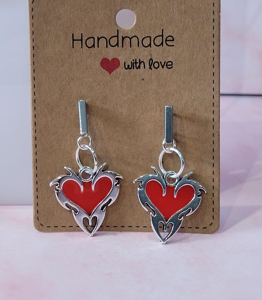 Razor Heart Earring and Pendant Set