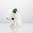 white floppy eared rabbit ornament with roses