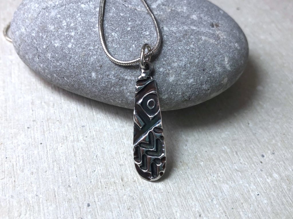  Silver Pendant Textured and Patinated