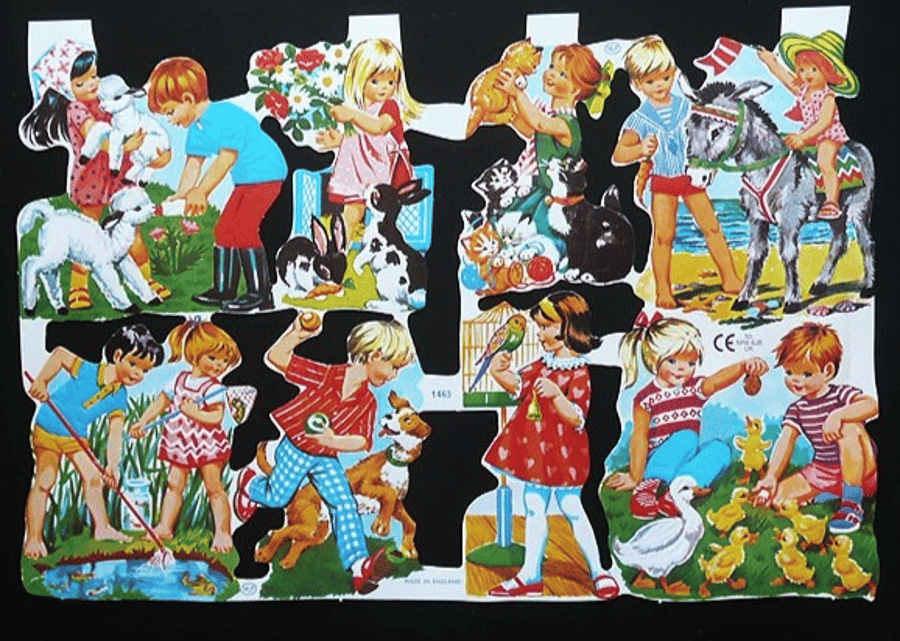 MLP 1463 Children Playing Die Cut Paper Scrap Decoupage Sheet