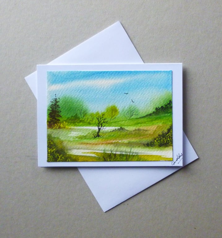 original art watercolour landscape greetings card ( ref FA 409 C1 )