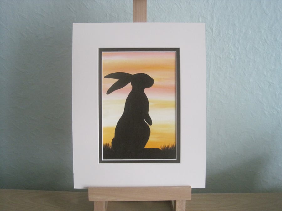 Bunny Rabbit Silhouette Original Painting