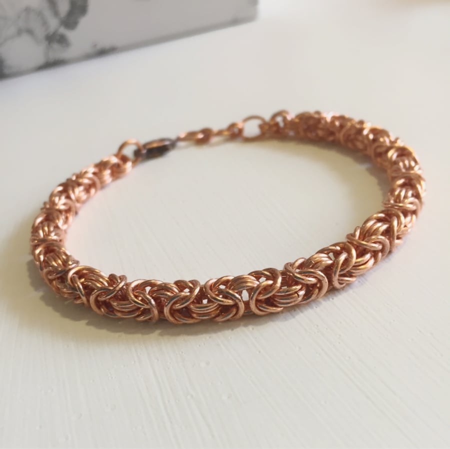 Copper Bracelet, Byzantine Chainmaille Bracelet, Mens Gift, Anniversary Gift