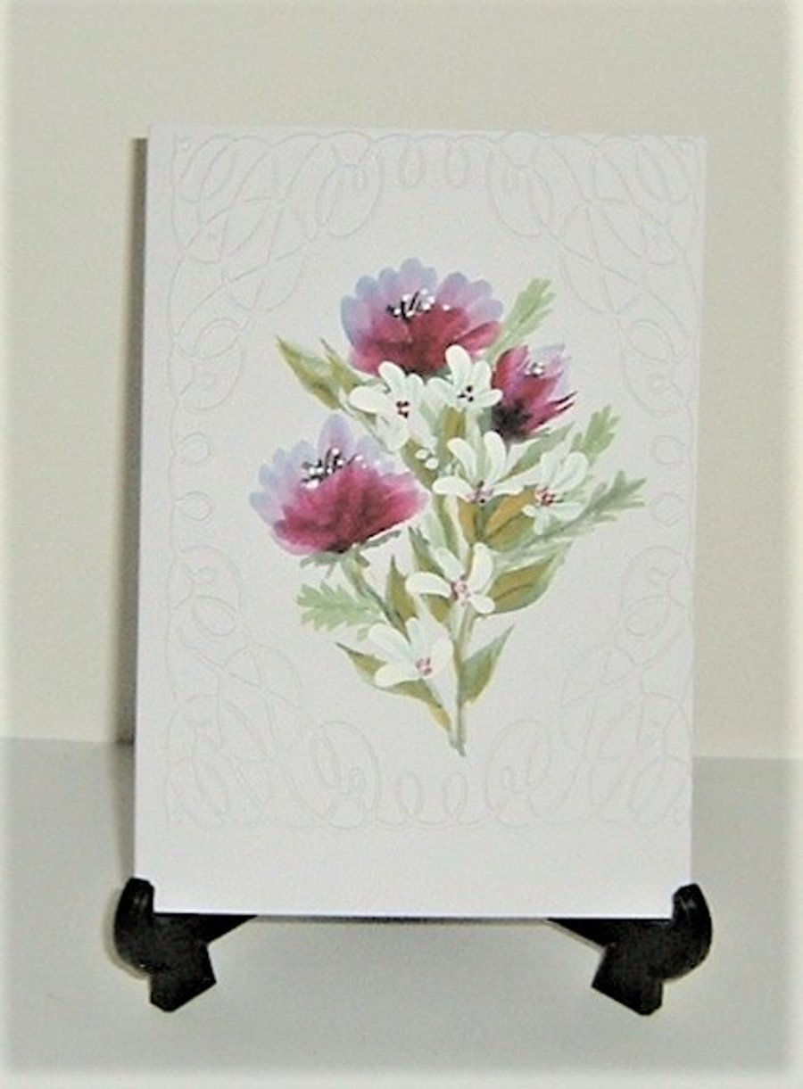 hand painted original art greetings card ( ref F 637)