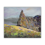 An original framed painting of a Scottish Mountain Range. The In Pinn - Skye