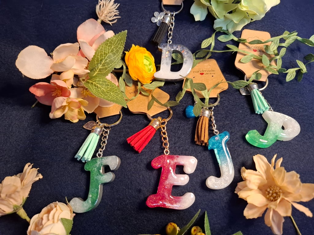 Handmade resin Initial keyrings. Any letter!