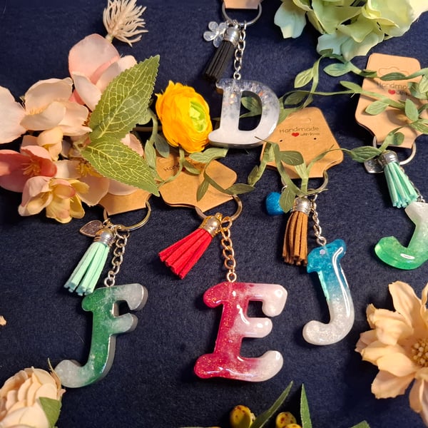 Handmade resin Initial keyrings. Any letter!
