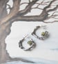 Silver Twig Hoop Earrings with Peridot, Nature-Inspired Jewellery - Image 3