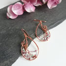 Copper Teardrop Wire Weave Wrap Earrings