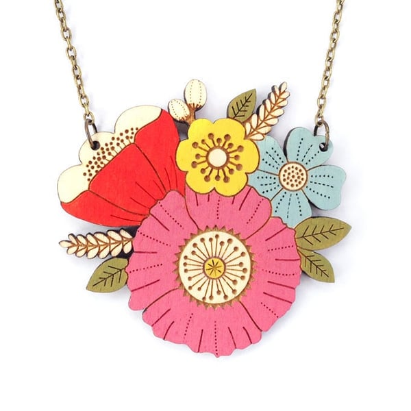 Pink Wild Flowers Necklace