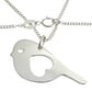 Bird pendant (Plain, large), handmade from sterling silver - Image 1