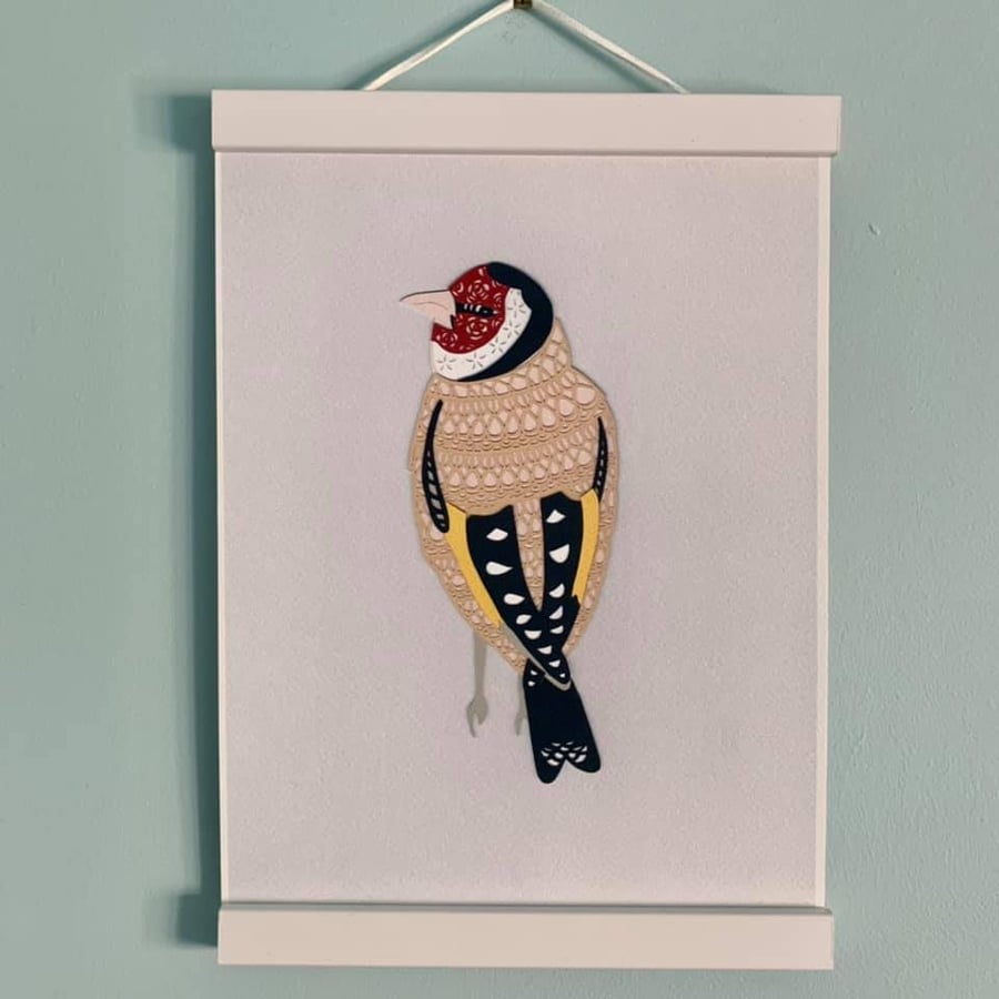 "Goldfinch" Papercut Fine Art Print - A4