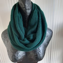 Bottle green lambswool and angora infinity scarf