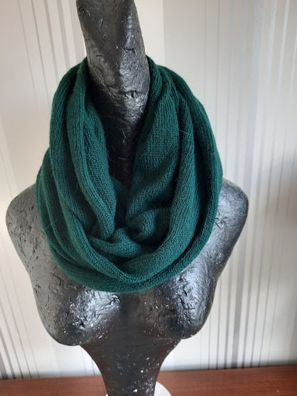 Bottle green lambswool and angora infinity scarf