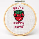 You're Berry Cute Cross Stitch Hoop