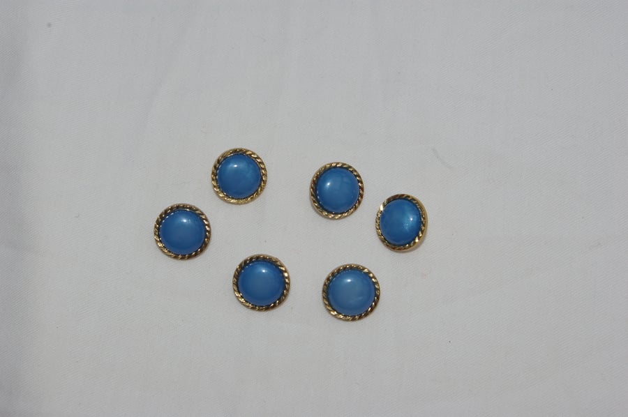 Buttons in Blue and Gold a Set of Six