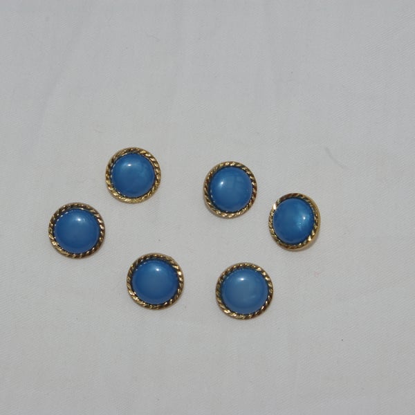 Buttons in Blue and Gold a Set of Six