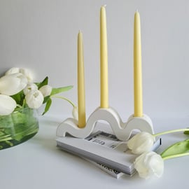 Handmade Concrete Triple Wavy Candle Holder