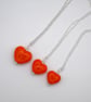 orange glass heart pendant necklace - Image 2