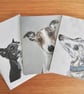 Whippet Dog Cards blank, pack of 3 designs