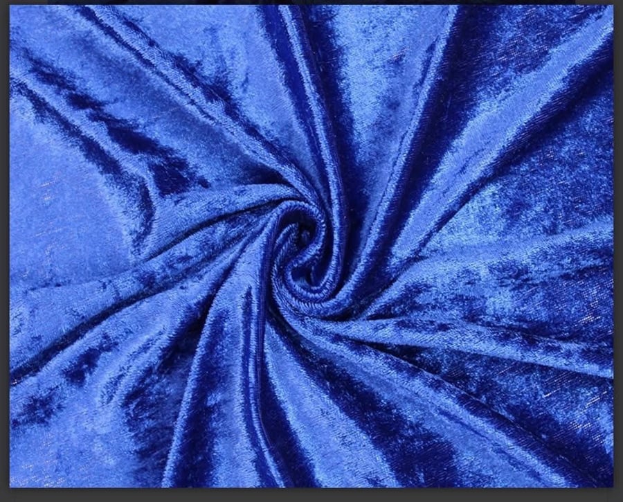 crushed velvet fabric material stretch soft royal bright blue 1 metre