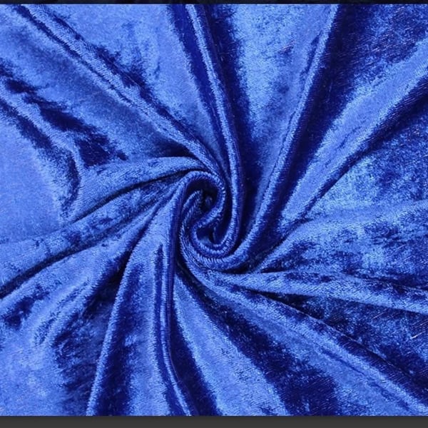 crushed velvet fabric material stretch soft royal bright blue 1 metre