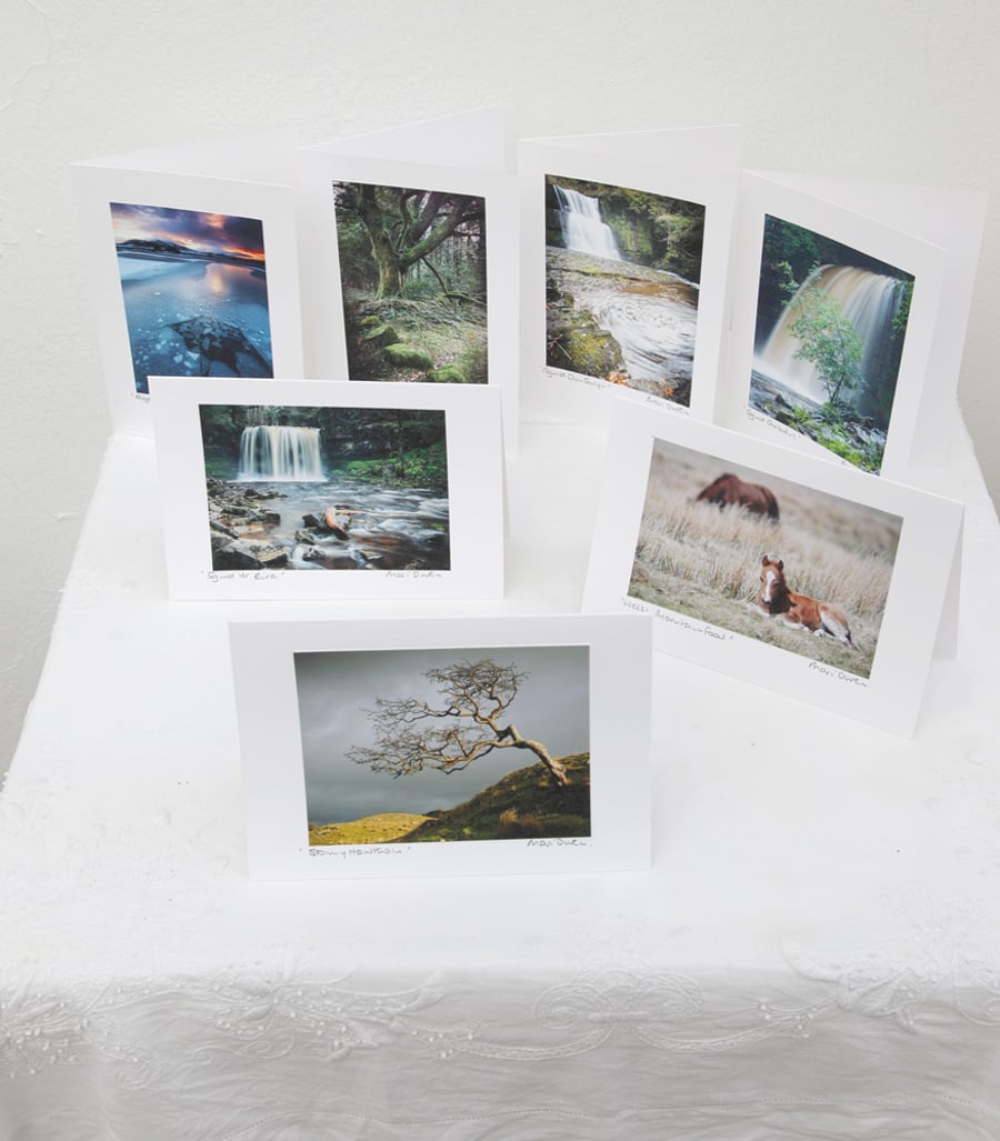 Pack of 7 Brecon Beacons Frameable Handmade Blank Greetings Cards