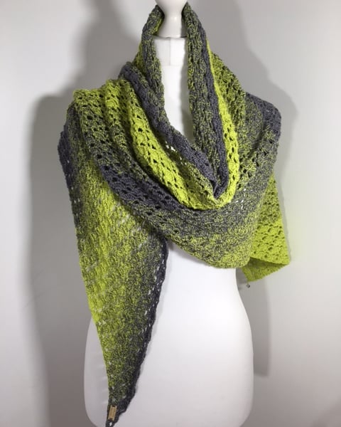 Lime Royal  - Ladies Luxury Lime & Grey Summer Lacy Shawl