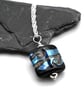 lampwork glass pendant necklace, black and silver wrapped - Image 2