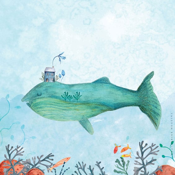 Coastal Collection - Herman the Whale - Illustrated Art Print