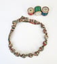 Cream Green Brown Liberty Print Fabric Necklace - Pattern Map A Print - Image 1