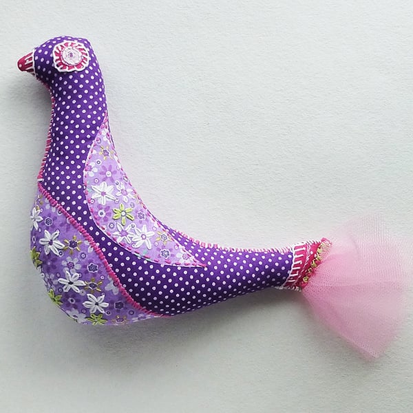 Bird cushion -  Purple Ella