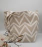 Tote bag, large in white and sand chevron with pockets.   - Image 7