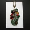 SALE large green ceramic bag charm