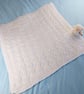 Hand Knitted White Baby Blanket - Diamond Cable Knit, New Baby Gift - Image 1