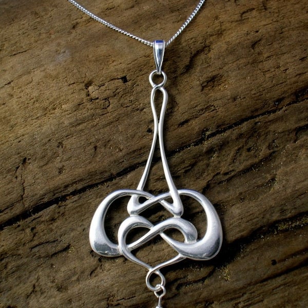 Art Nouveau Silver Pendant, Celtic Necklace, Handmade, Sterling Silver, Silver a
