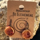 Unusual ceramic caramel glazed earrings with flashes of red