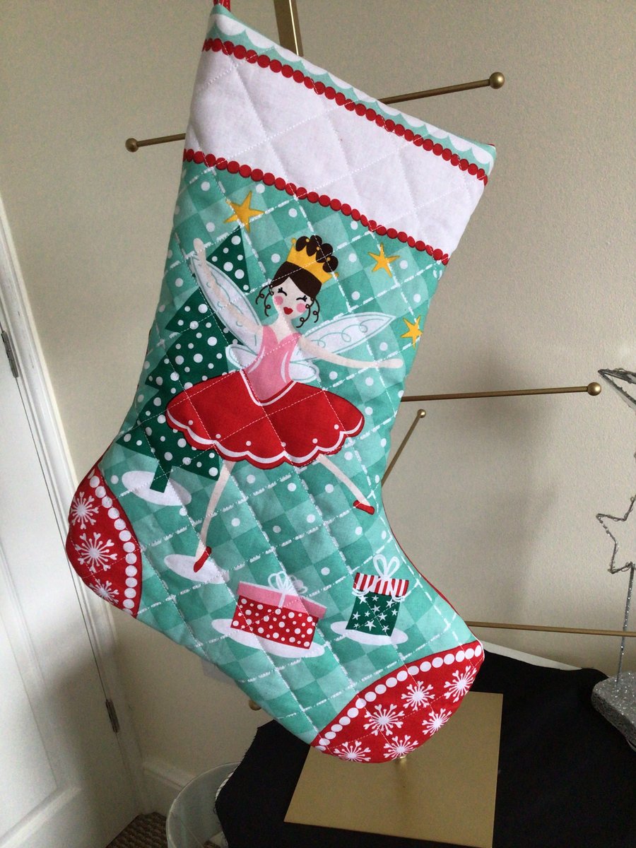 Christmas stocking , nutcracker fairy, quilted.
