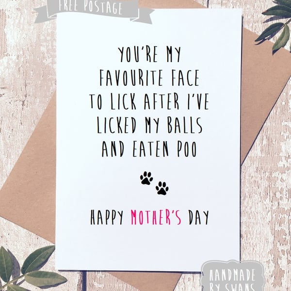 Mother's day card - Favourite face to lick. from the dog