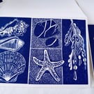 Beach finds linocut card (Perfectly Imperfect)