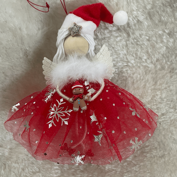 Santa angel tree decoration, xmas tree topper, gift for family, xmas fairy