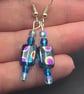 Light blue rectangular peacock earrings  - Image 2