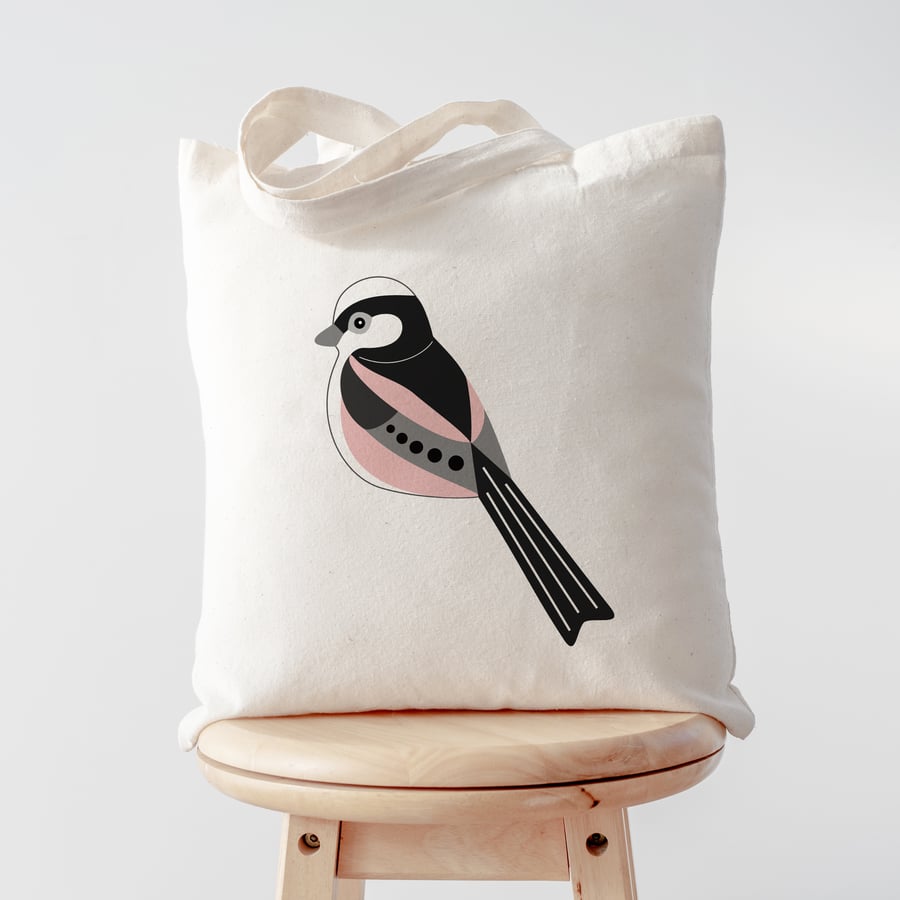 Long Tailed Tit Tote Bag, Garden Bird Tote Bag, British Birds, Ecofriendly Bag