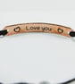 Patterned Copper Bracelet. Hidden Love You Message on Adjustable Waxed Cord  - Image 5