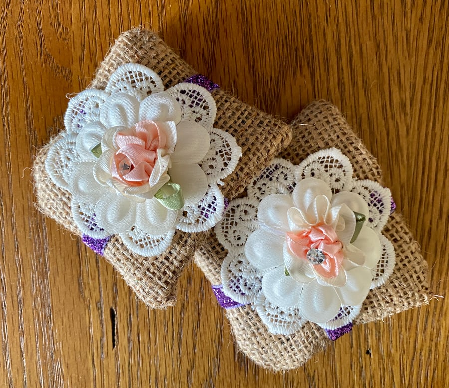 Set Of 2 Rustic Parcel Lavender Bags