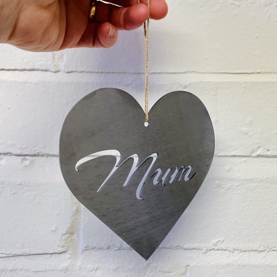 Mum Heart - Mothers day - Solid Steel Sculpture