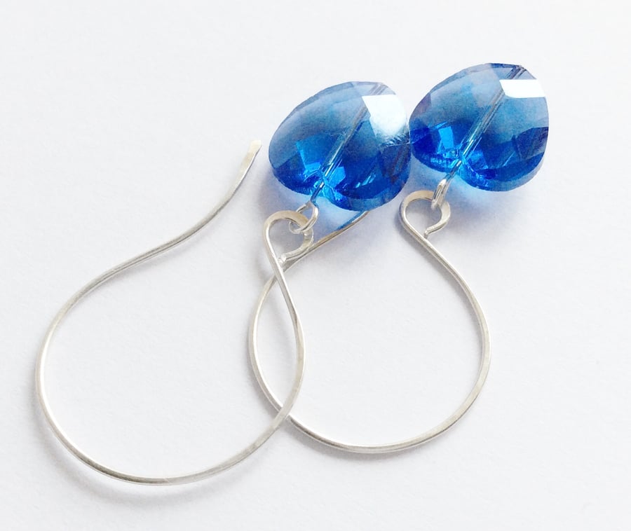 S A L E Blue Heart Earrings Sterling Silver 