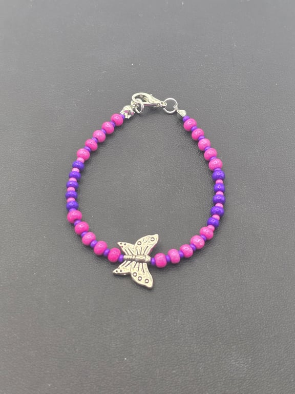 Kids Pink and Purple butterfly bracelet 