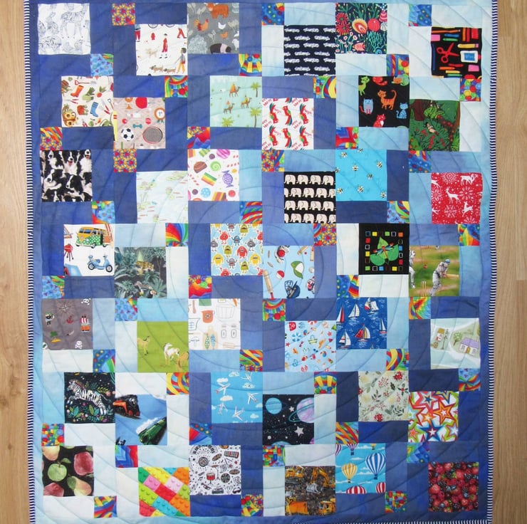 Fleece backed I-Spy Patchwork Play Blanket - Folksy