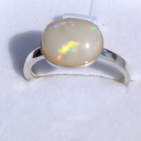 Coober Peddy White Opal Delicate Rainbow colours. hallmarked  925